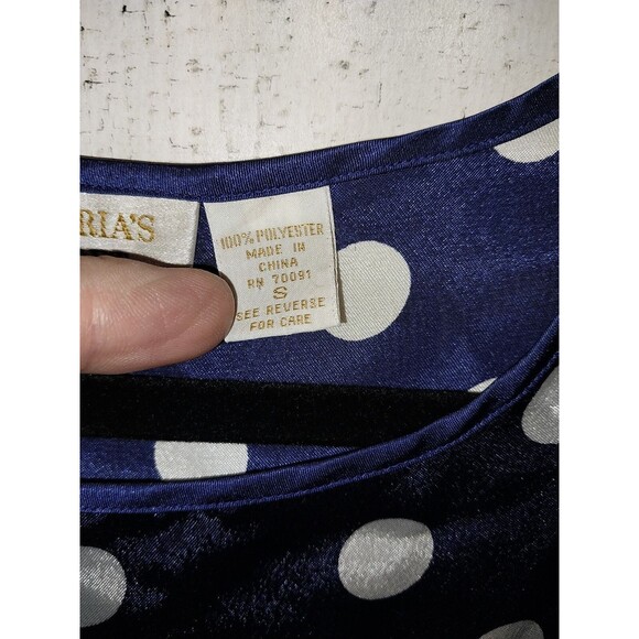 Victoria’s Secret Polka Dot Silky Nightie Bkue Polka Dot Gold Label Small - Picture 5 of 6